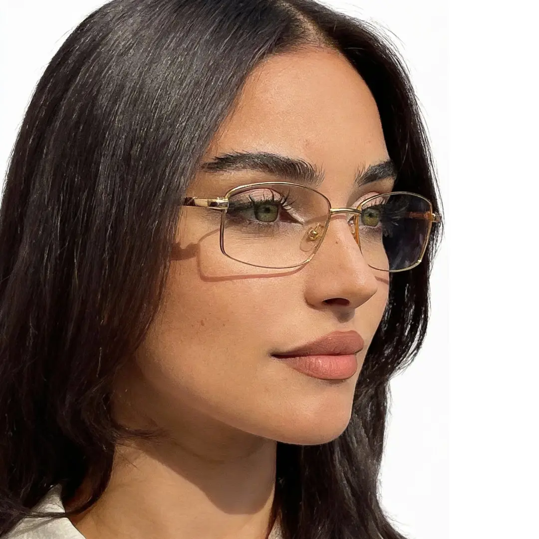 Metal Rectangle Glasses Gold Color