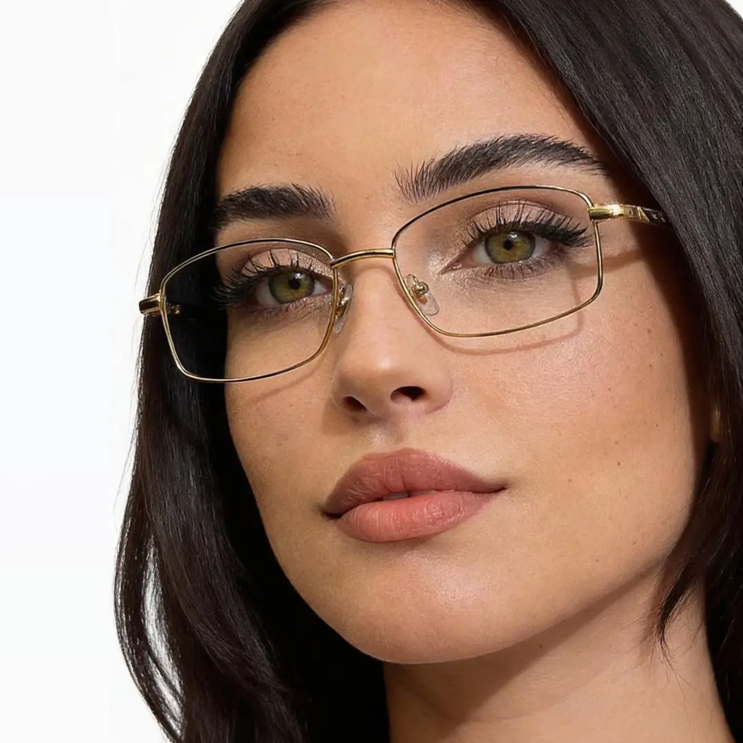 Metal Rectangle Glasses Gold Color