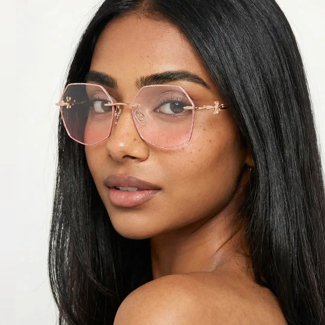 pink geometric glasses
