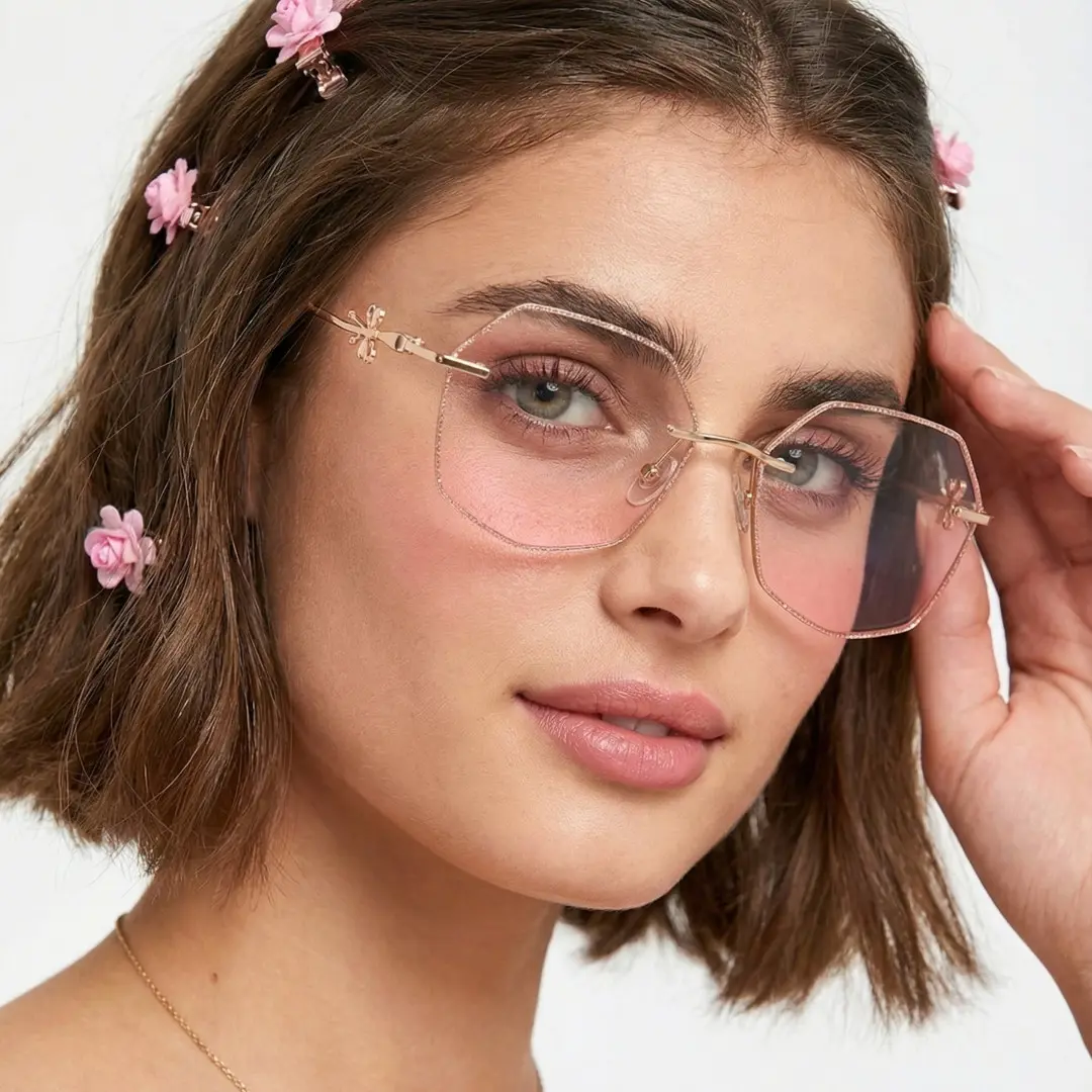 pink geometric glasses
