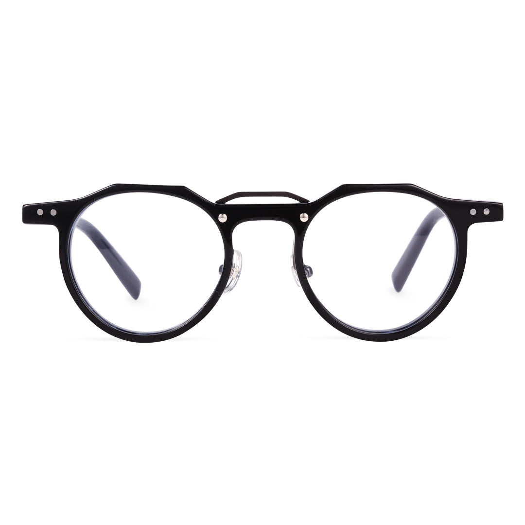 black acetate glasses