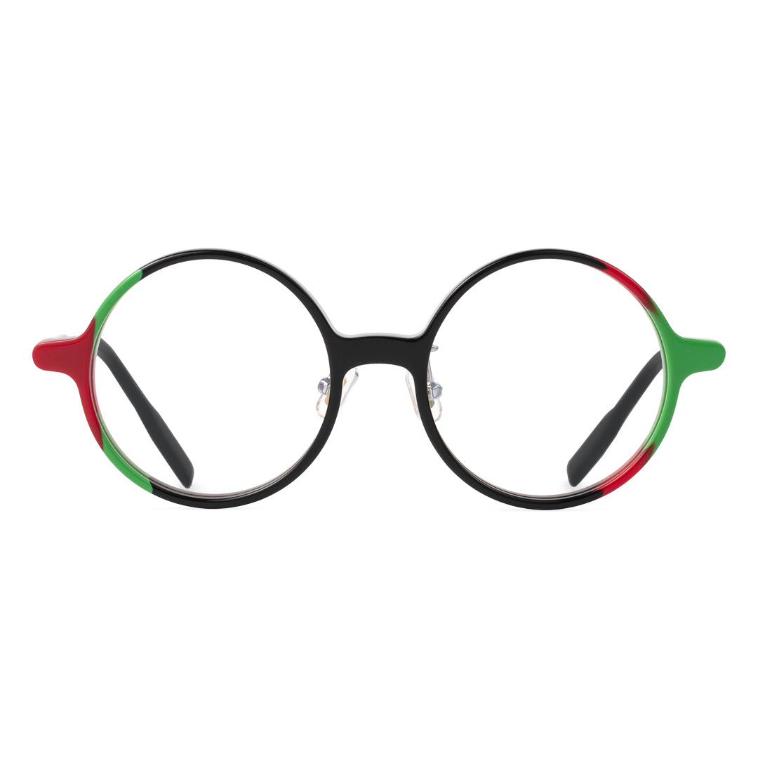 Multicolor Acetate Frame Round Eyeglasses