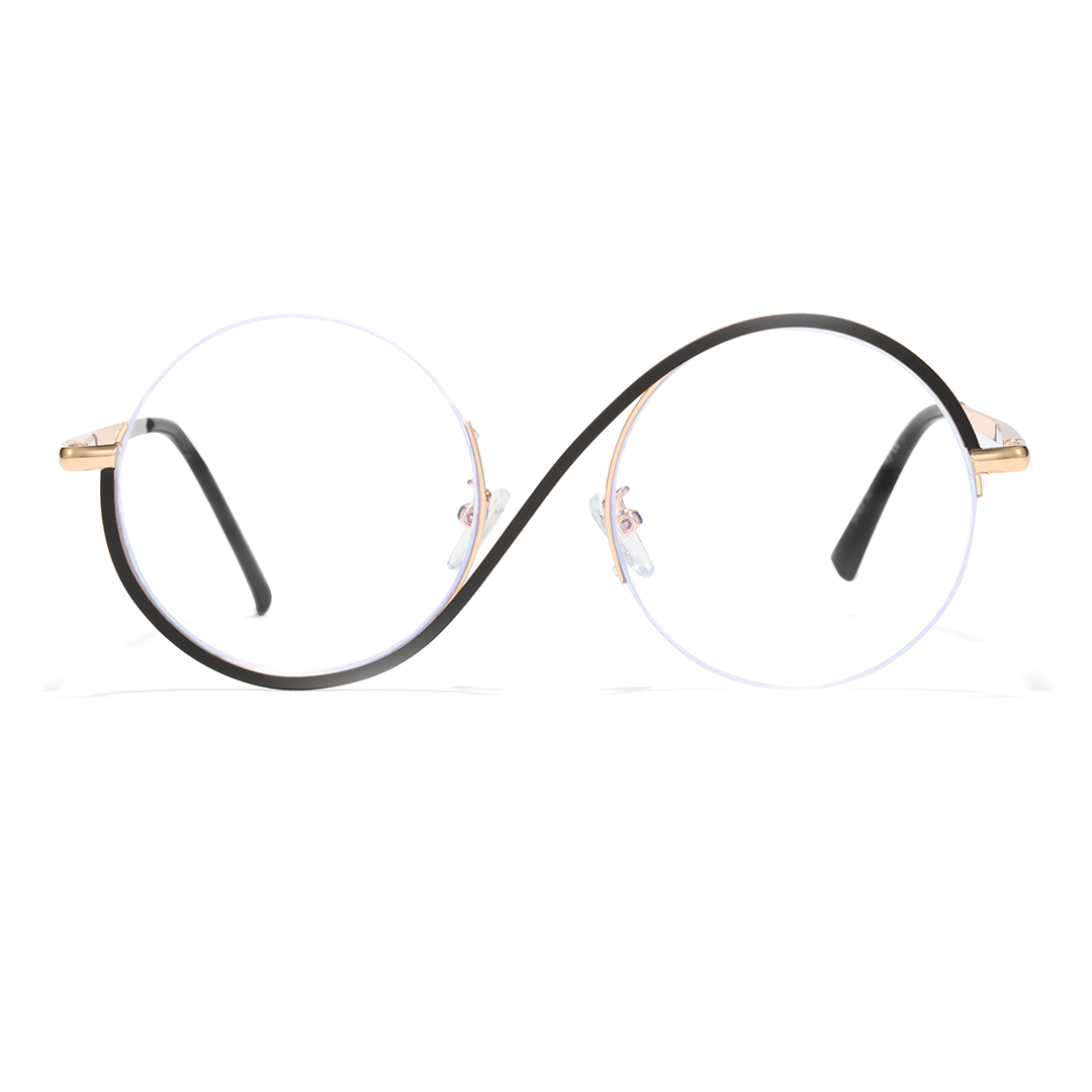 Round Unique Metal Half Frame Glasses