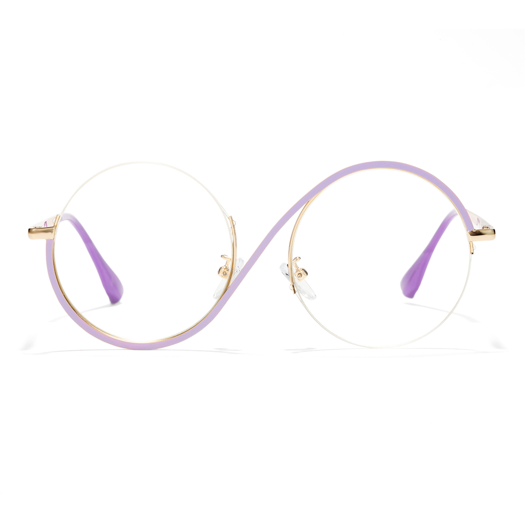 Round Unique Metal Half Frame Glasses