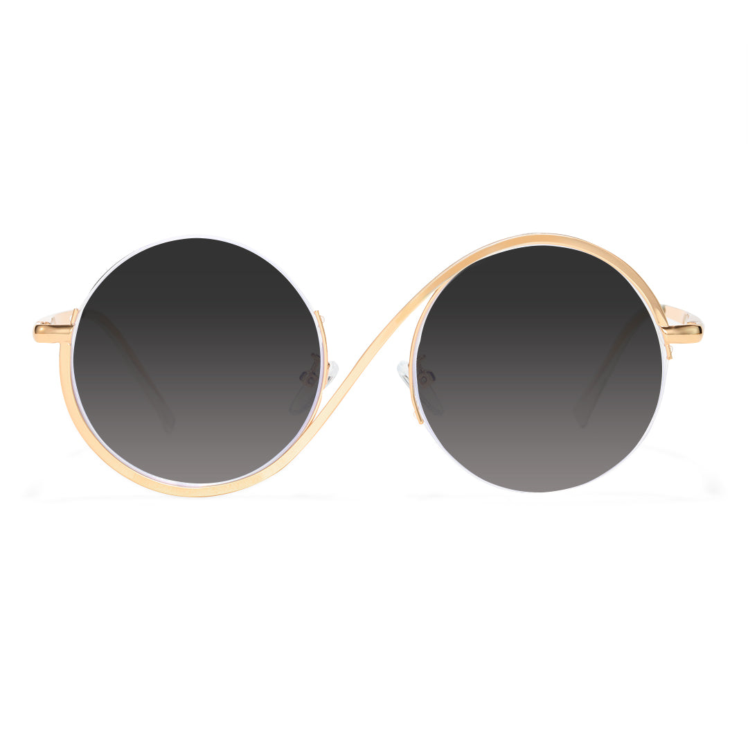 Gold Round Prescription Sunglasses