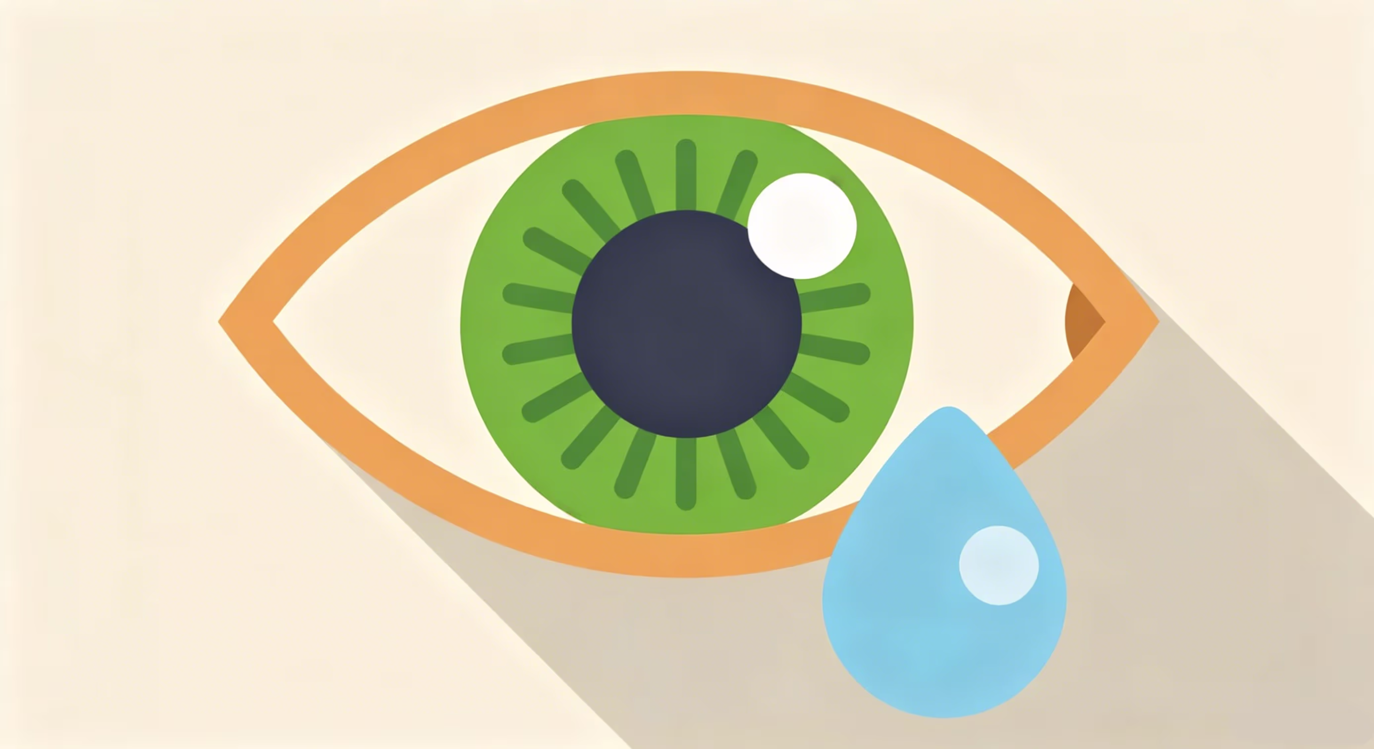 An illustration of a green eye with tears in its eyes symbolizes eye pain and discomfort.