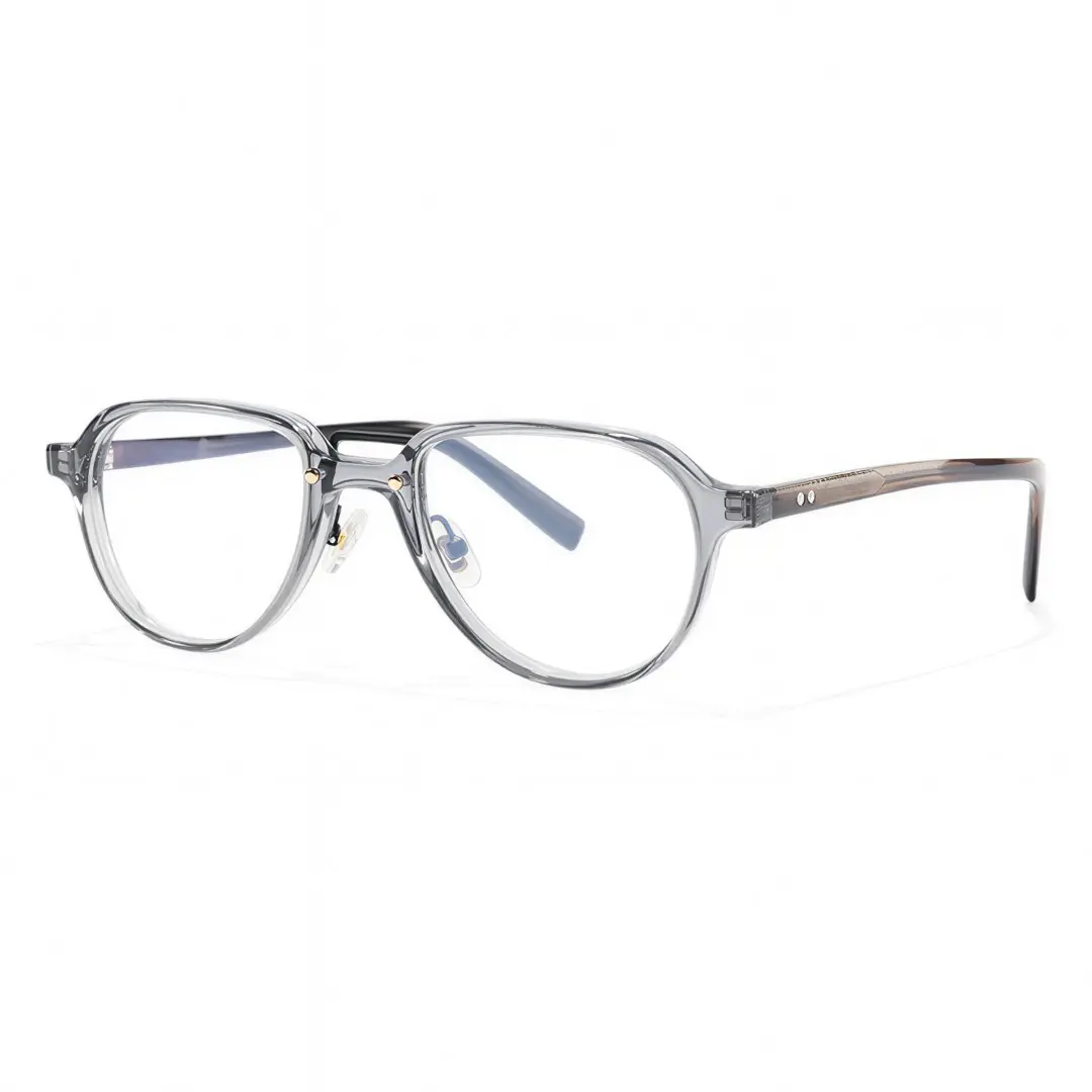 Angle view of Ruib vintage aviator acetate eyeglasses AA0062306 in grey