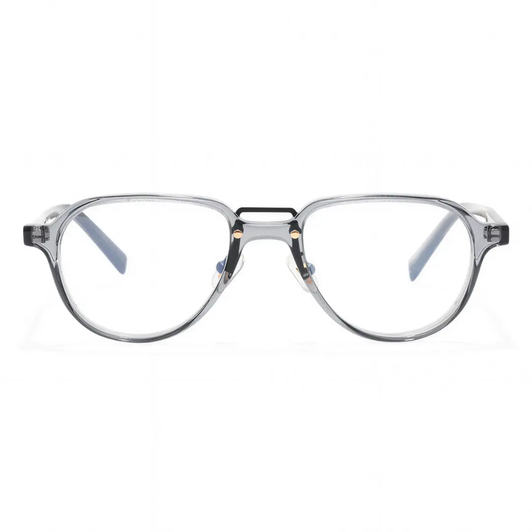 Front view of Ruib vintage aviator acetate eyeglasses AA0062306 in grey