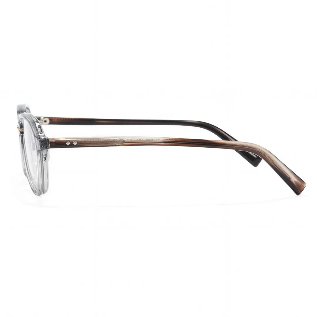Side view of Ruib vintage aviator acetate eyeglasses AA0062306 in grey