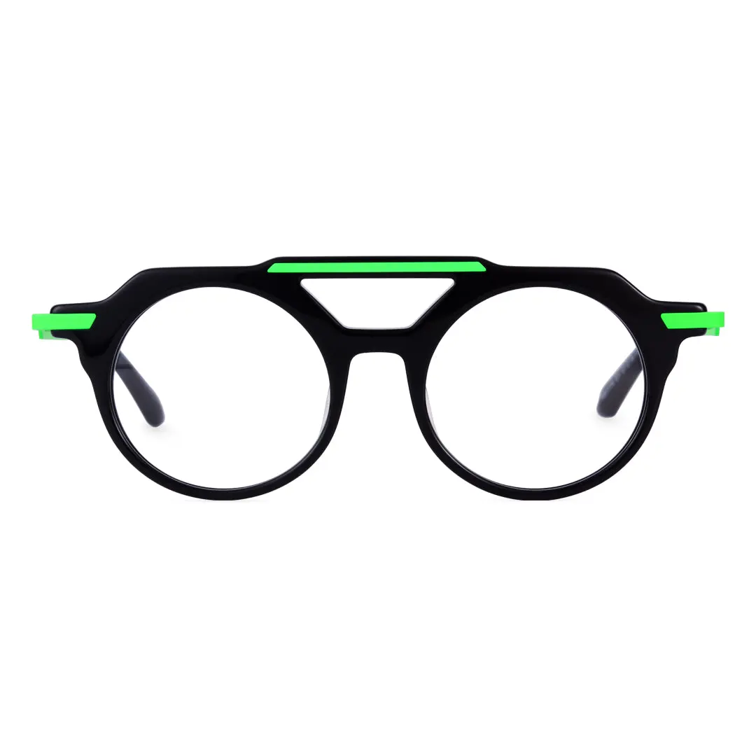 Front view of Boye vintage aviator acetate eyeglasses AA0082302 in black