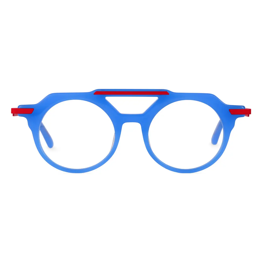 Front view of Boye aviator acetate eyeglasses AA0082302 in blue