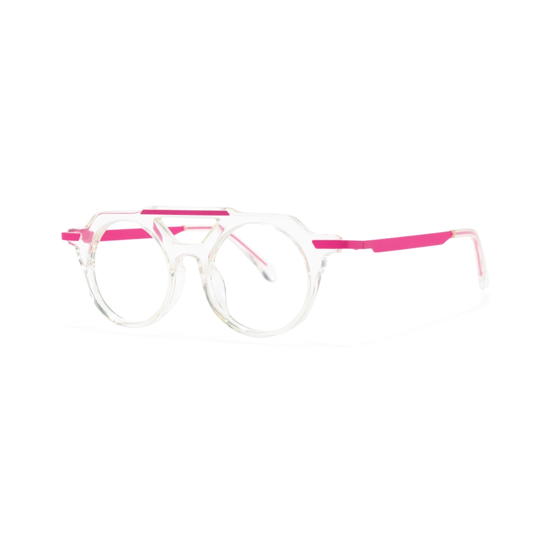 Angle view of Boye aviator acetate eyeglasses AA0082302 in clear