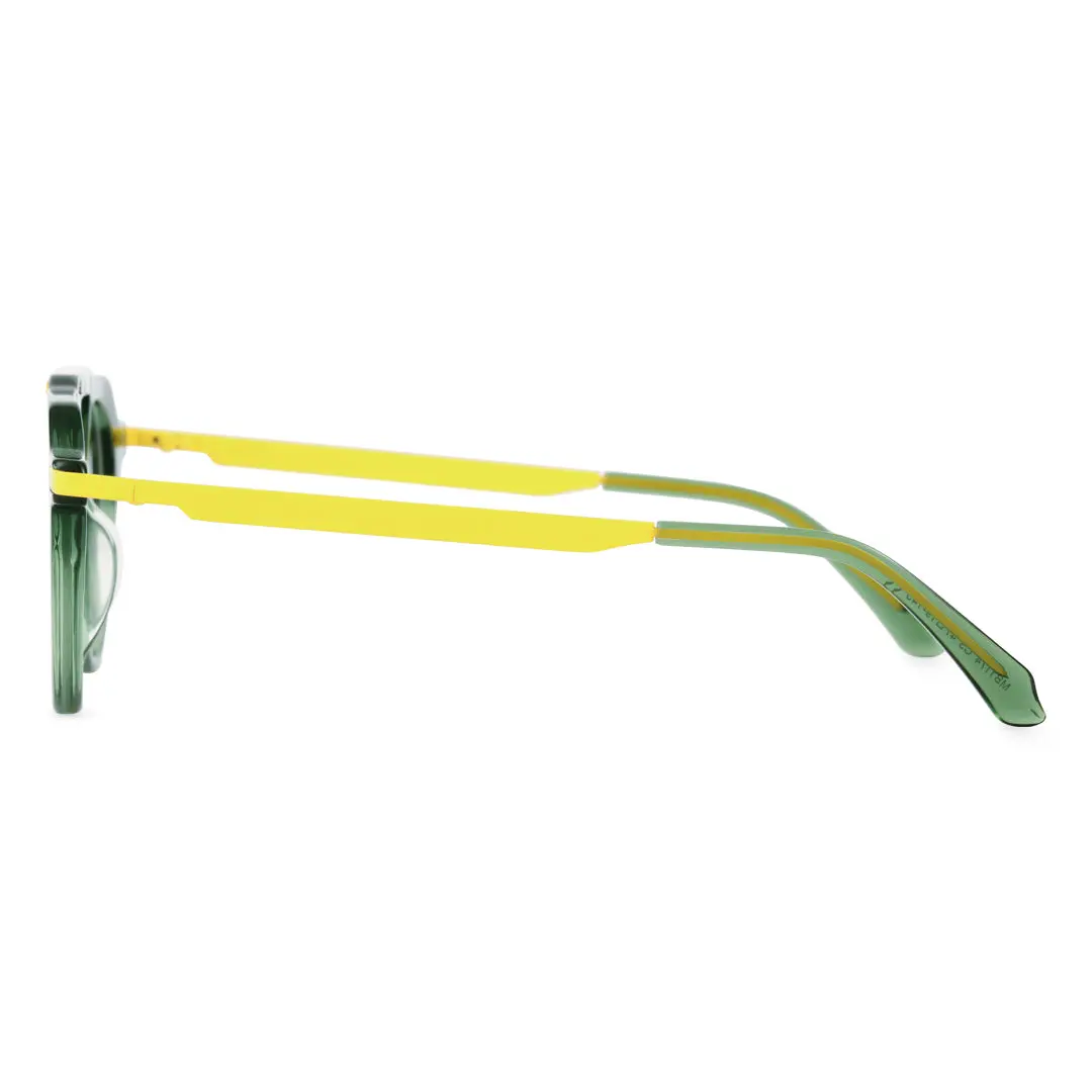 Side view of Boye aviator acetate eyeglasses AA0082302 in green