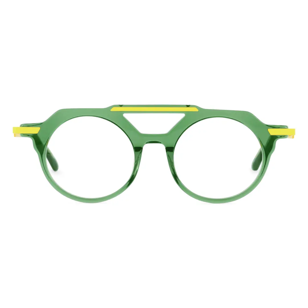 Front view of Boye vintage aviator acetate eyeglasses AA0082302 in green