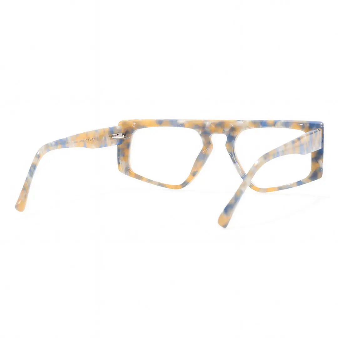 Back view of Suya vintage aviator acetate eyeglasses AA0122403 in yellow tortoise