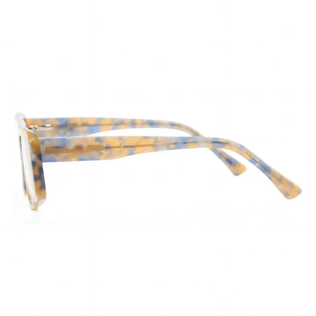 Side view of Suya vintage aviator acetate eyeglasses AA0122403 in yellow tortoise