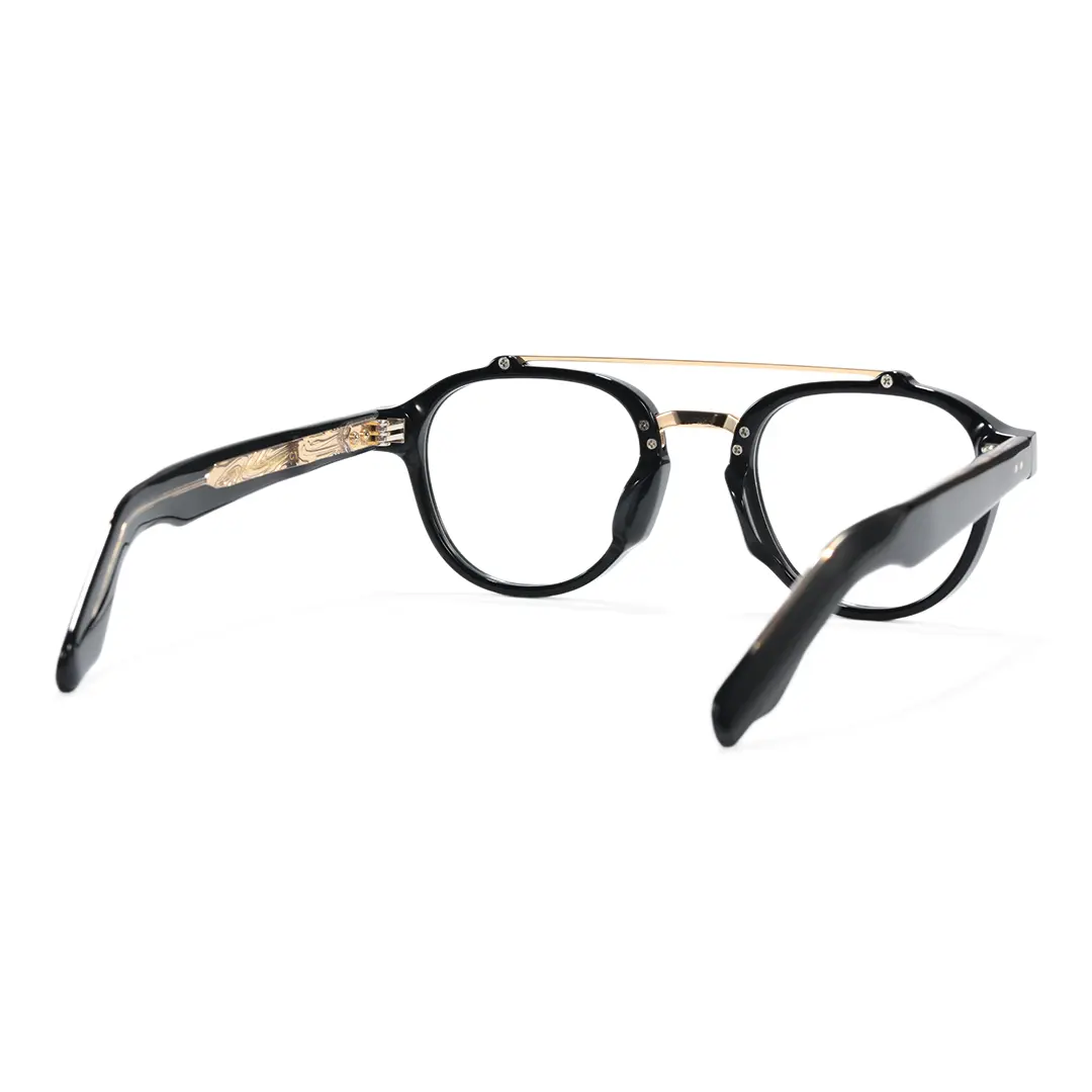 Back view of Stellan vintage aviator acetate eyeglasses AA0142603 in black