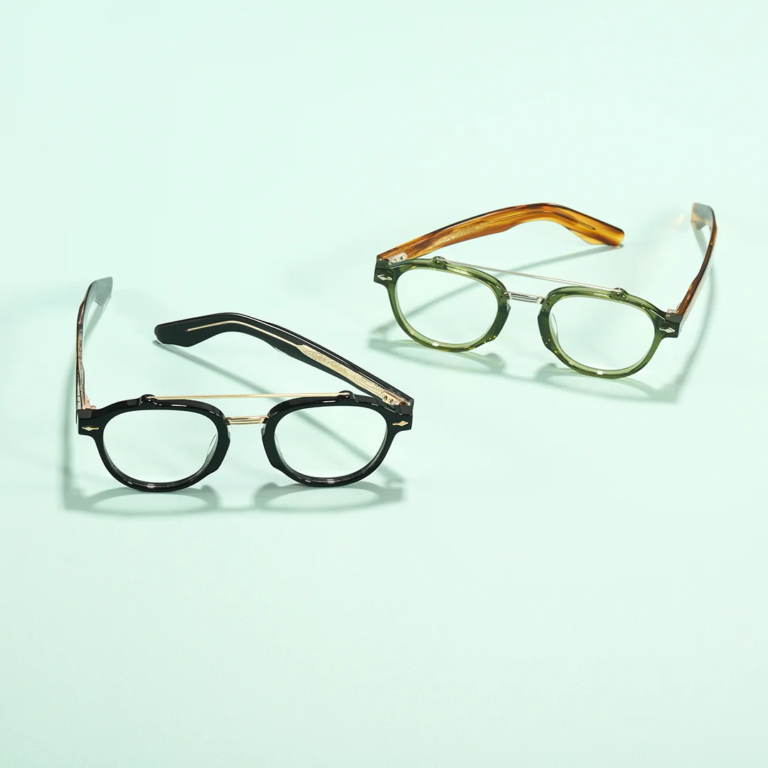 Scene view of Stellan vintage aviator acetate eyeglasses AA0142603 in black