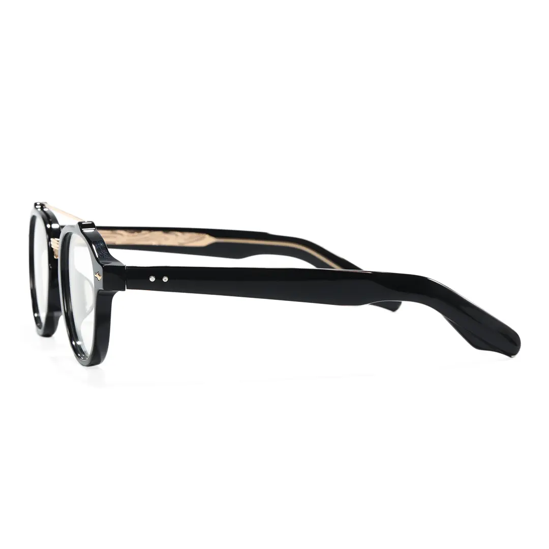Side view of Stellan vintage aviator acetate eyeglasses AA0142603 in black