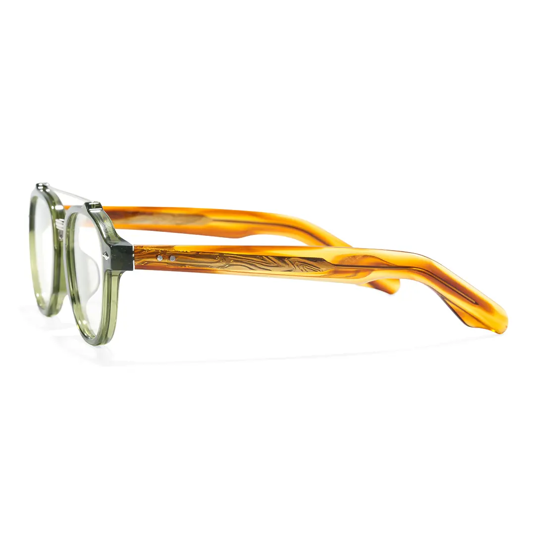 Side view of Stellan vintage aviator acetate eyeglasses AA0142603 in green