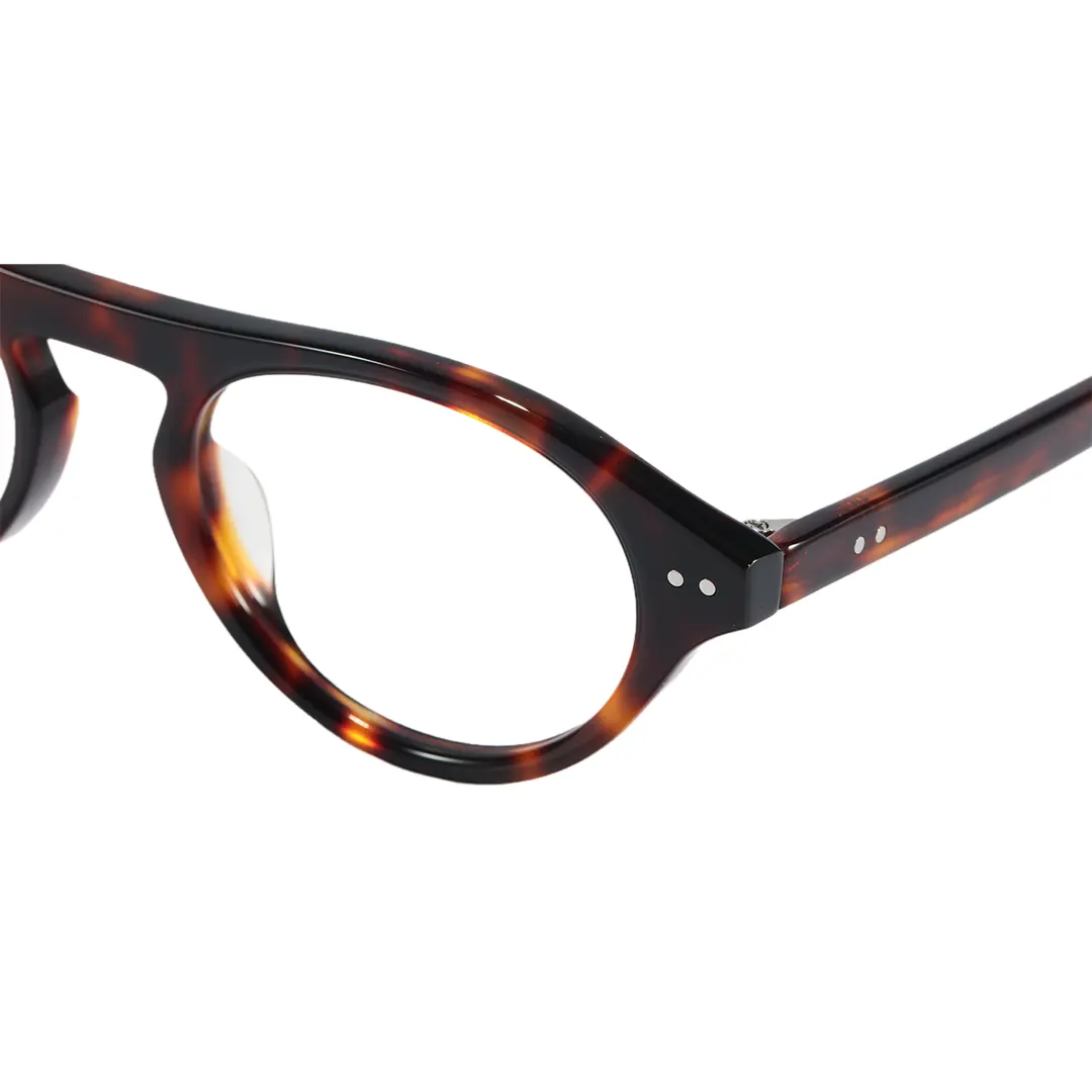 End piece detail of Sylvan vintage aviator acetate eyeglasses AA0222603 in tortoise