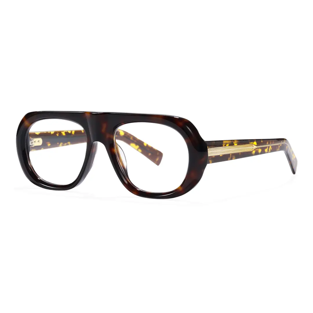 Angle view of Kaelra vintage aviator acetate eyeglasses AA0242604 in tortoise
