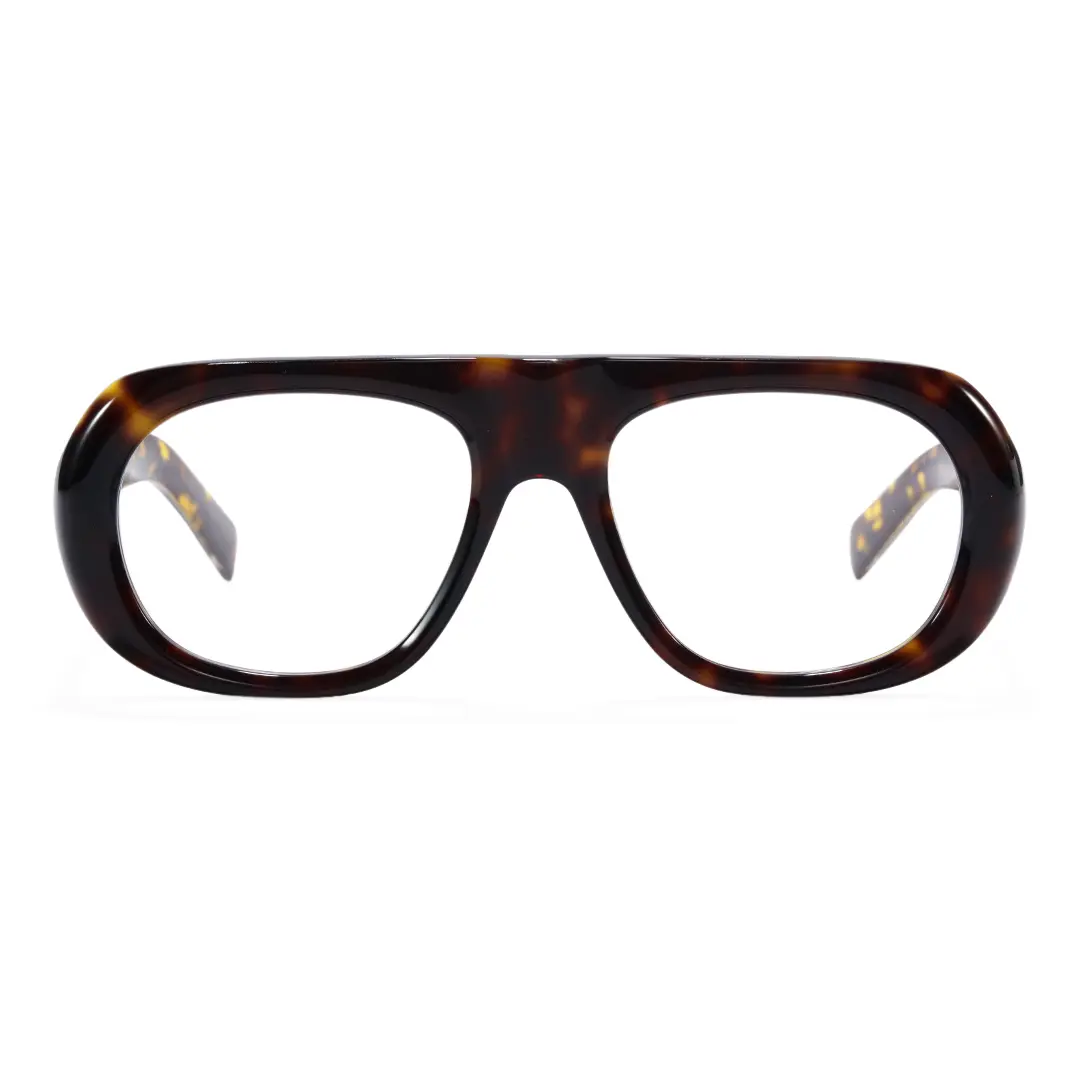 Front view of Kaelra vintage aviator acetate eyeglasses AA0242604 in tortoise