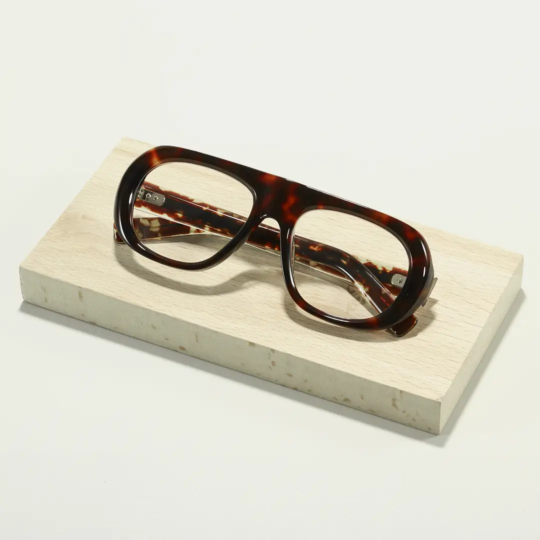 Scene view of Kaelra vintage aviator acetate eyeglasses AA0242604 in tortoise