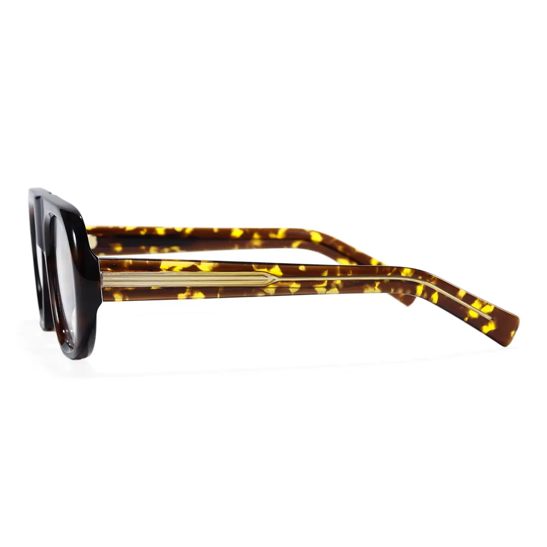 Side view of Kaelra vintage aviator acetate eyeglasses AA0242604 in tortoise