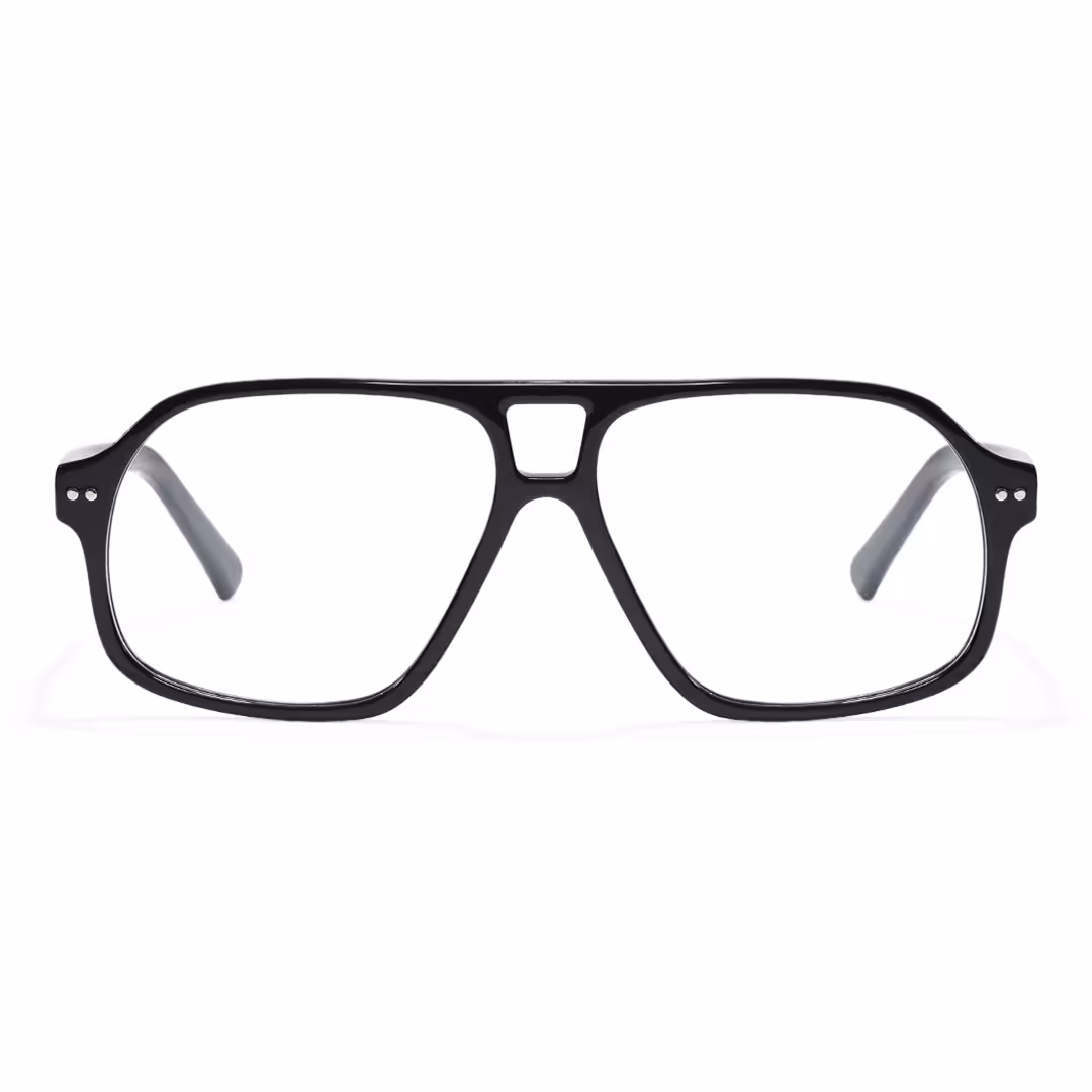 Front view of Azure vintage aviator acetate eyeglasses AA0322605 in black