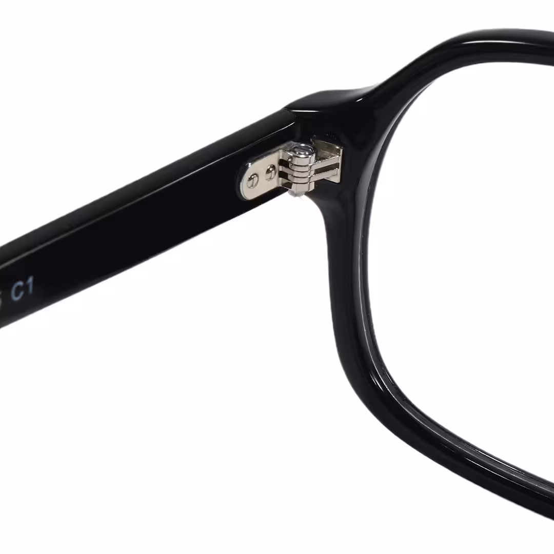 Hinge detail of Azure vintage aviator acetate eyeglasses AA0322605 in black