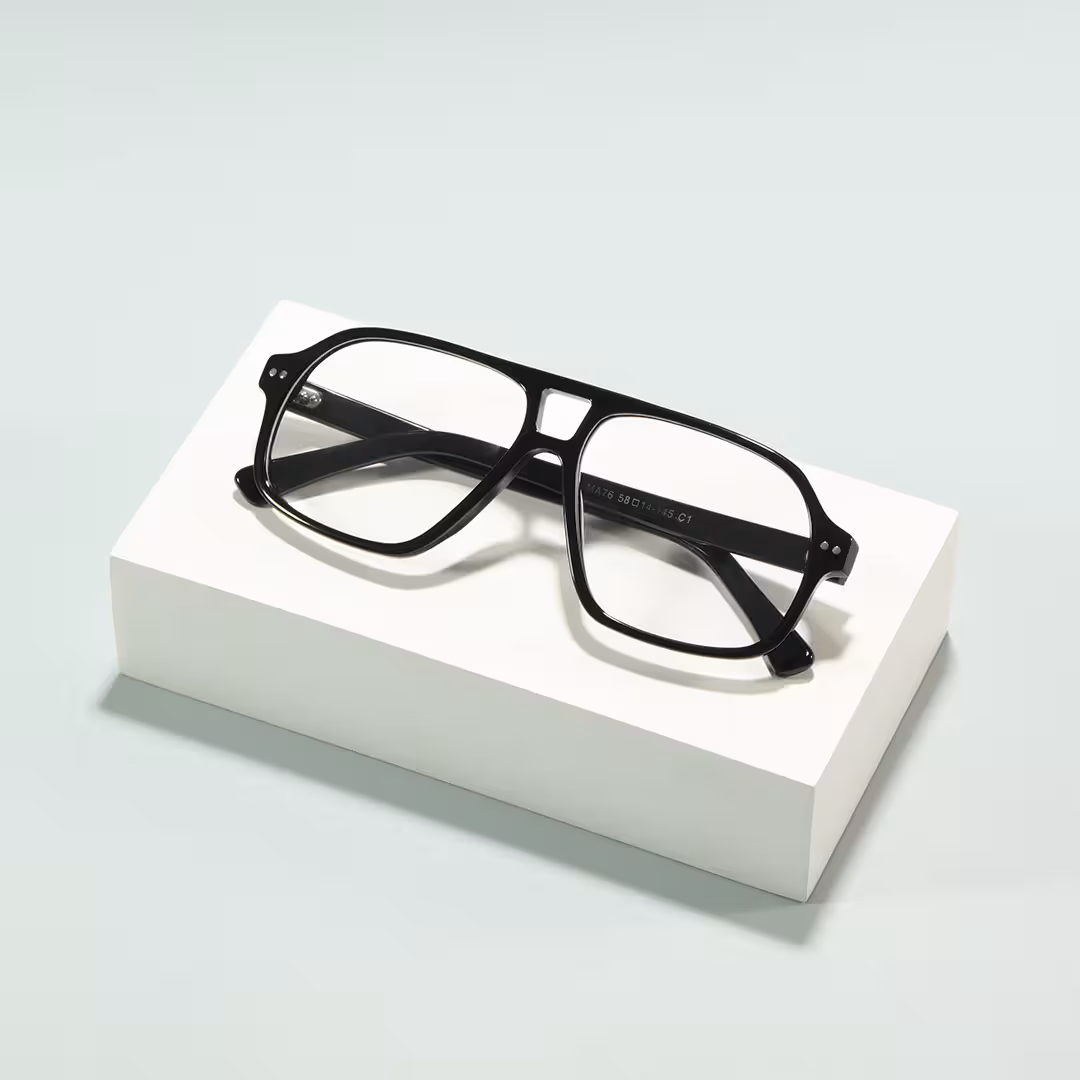Scene view of Azure vintage aviator acetate eyeglasses AA0322605 in black