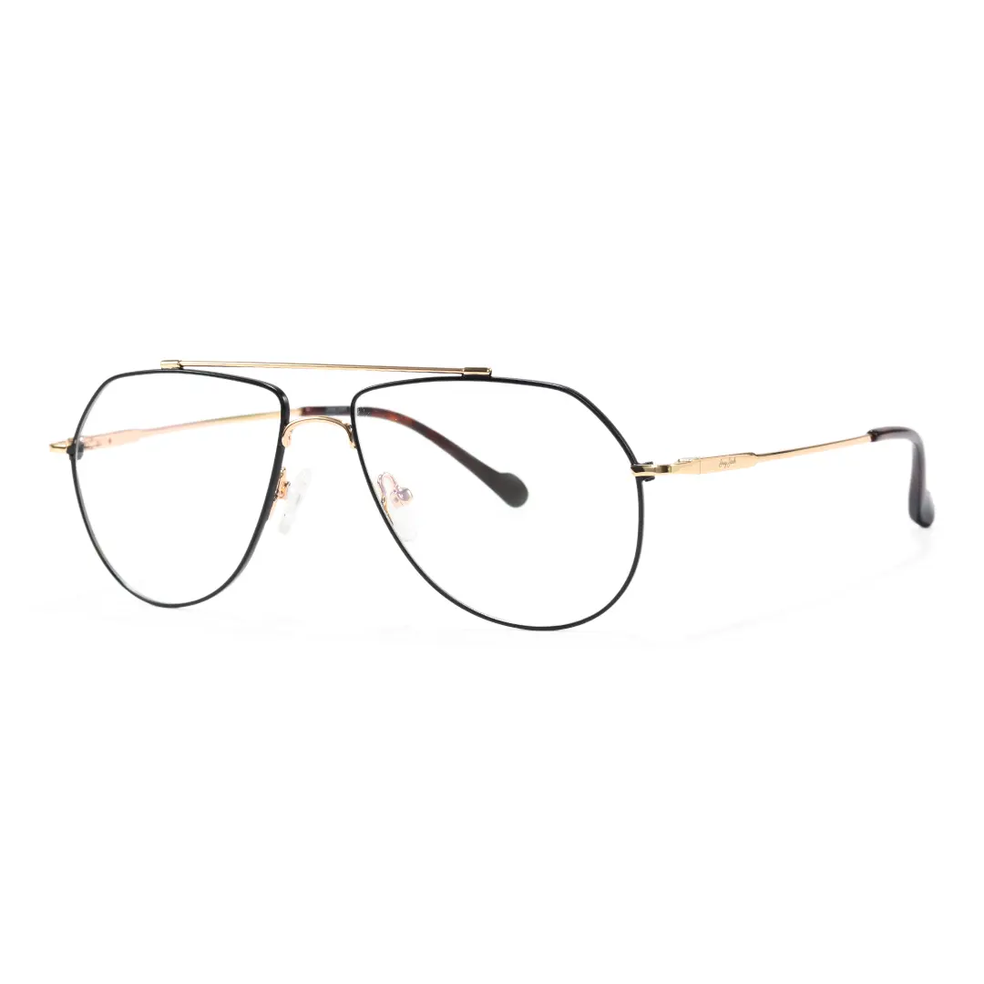 Angle view of Vernon vintage aviator metal eyeglasses AM0022603 in black