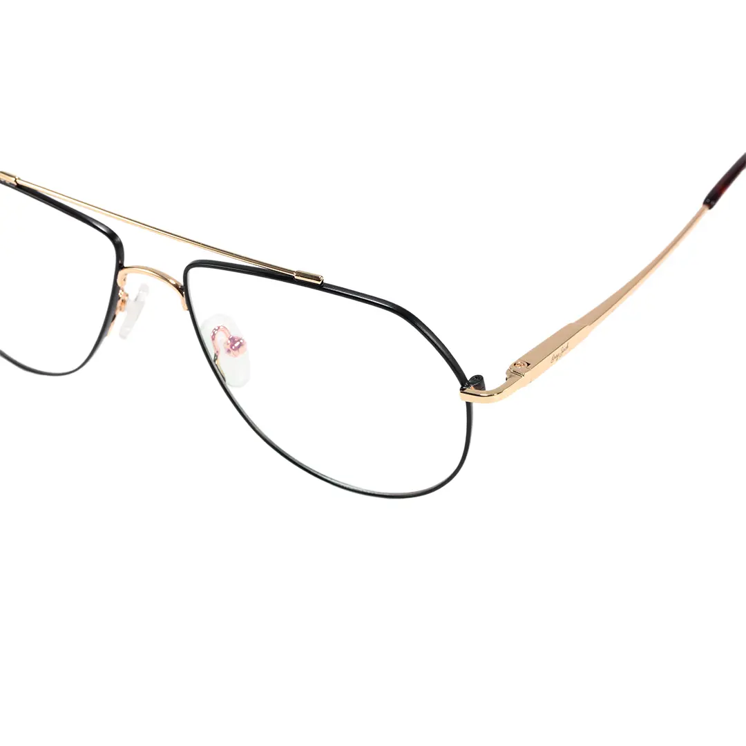 End piece detail of Vernon vintage aviator metal eyeglasses AM0022603 in black