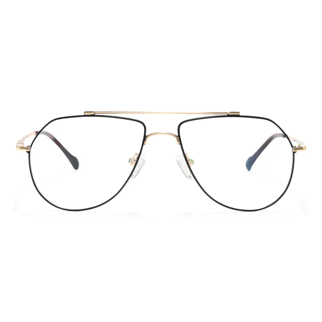 Front view of Vernon vintage aviator metal eyeglasses AM0022603 in black
