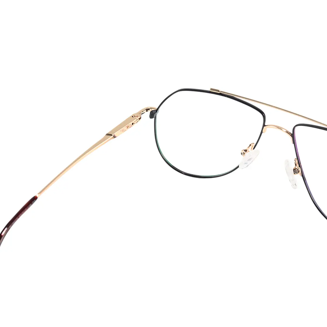 Hinge detail of Vernon vintage aviator metal eyeglasses AM0022603 in black