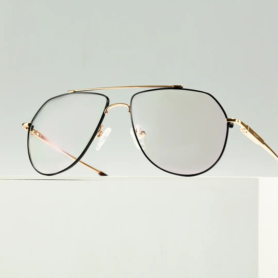 Scene view of Vernon vintage aviator metal eyeglasses AM0022603 in black