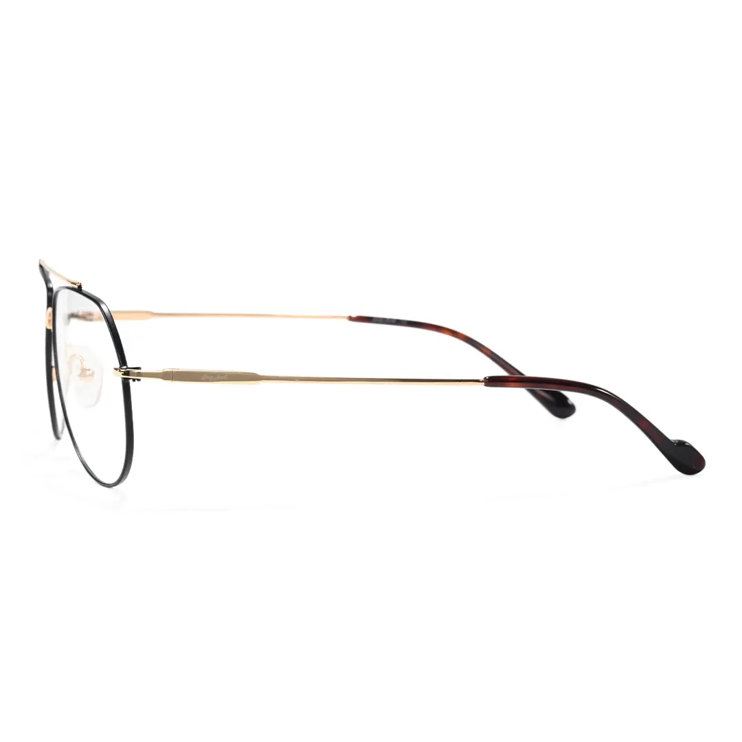 Side view of Vernon vintage aviator metal eyeglasses AM0022603 in black
