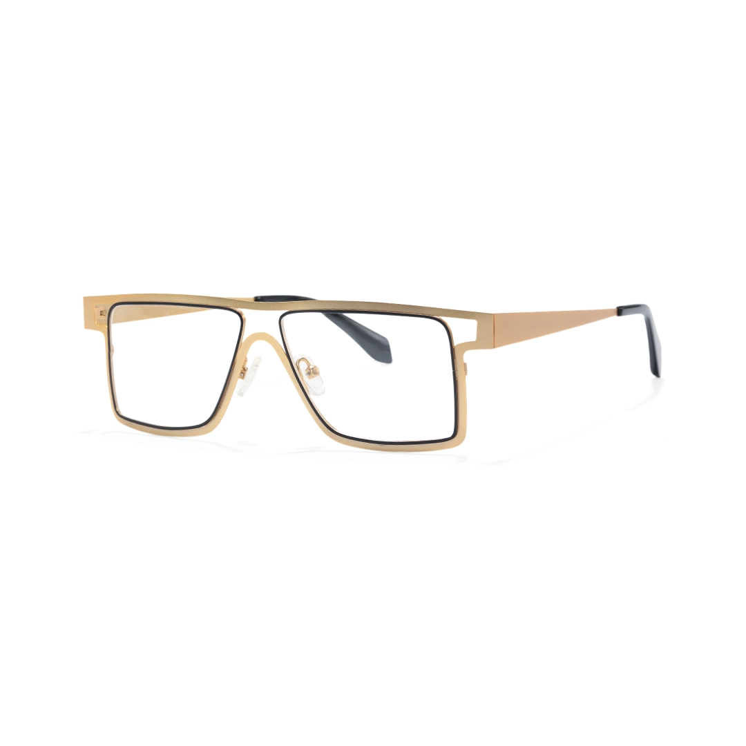 Angle view of Cerelia aviator metal eyeglasses AM0092212 in gold
