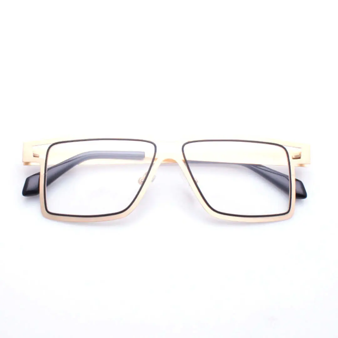 Front folded view of Cerelia aviator metal eyeglasses AM0092212 in gold