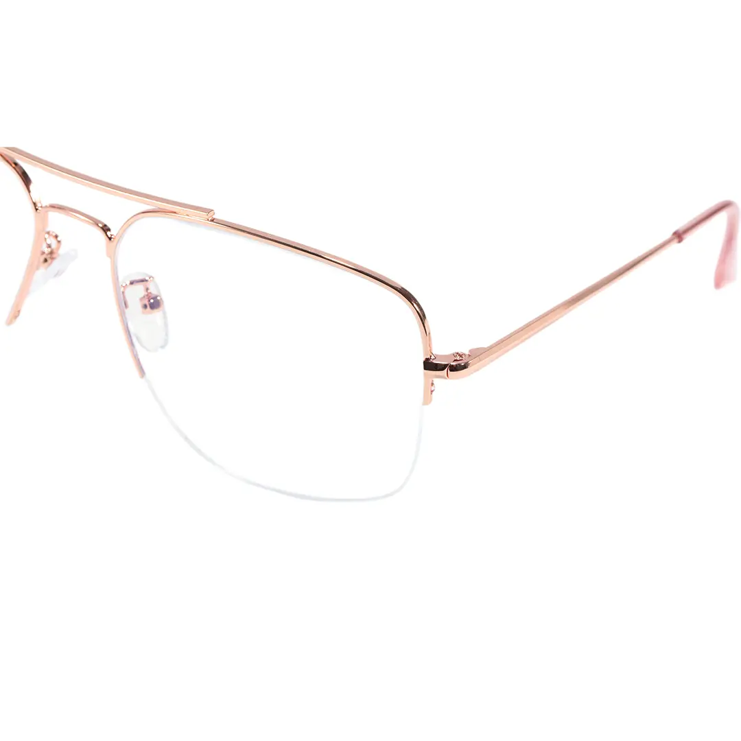 End piece detail of Alistair vintage aviator metal eyeglasses in gold. SPU: AM0202603
