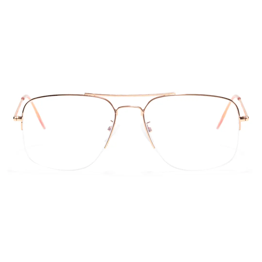 Front view of Alistair vintage aviator metal eyeglasses AM0202603 in gold