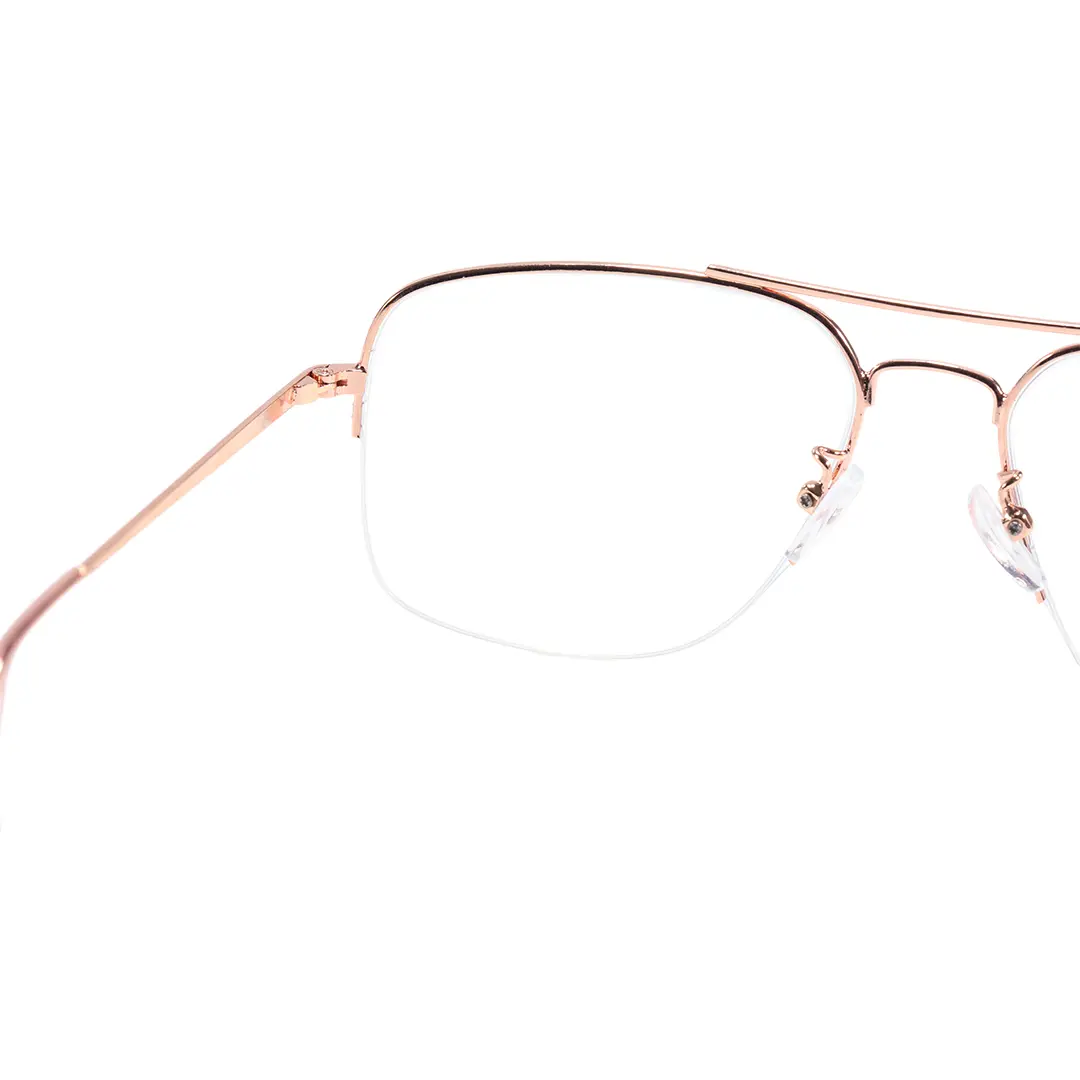 Hinge detail of Alistair vintage aviator metal eyeglasses in gold. SPU: AM0202603