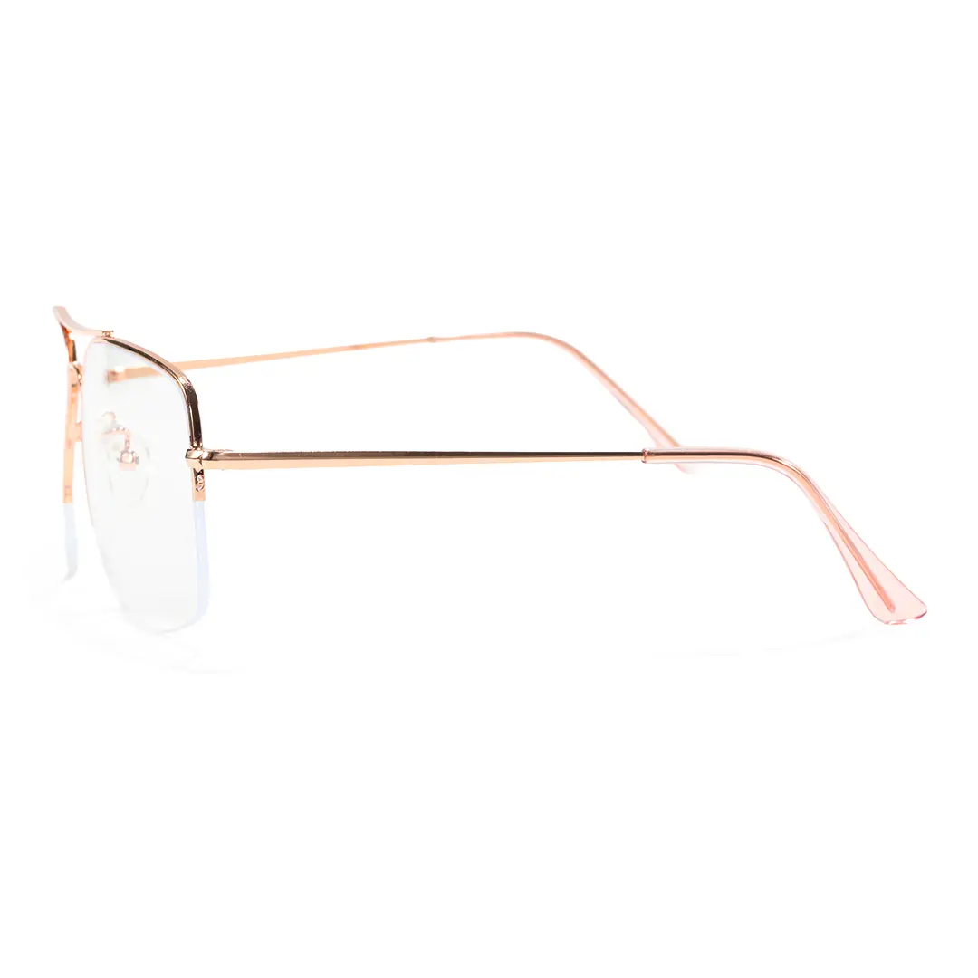 Side view of Alistair vintage aviator metal eyeglasses in gold. SPU: AM0202603