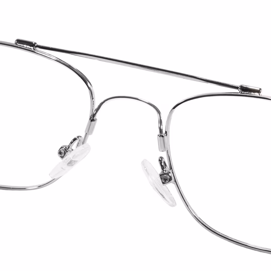 Adjustable nose pad detail of Marenx aviator metal eyeglasses AM0202605 in sliver