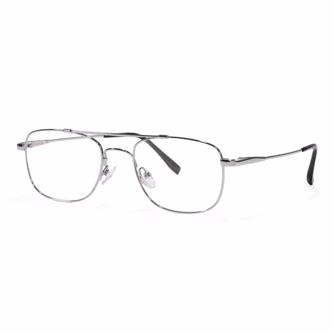 Angle view of Marenx aviator metal eyeglasses AM0202605 in sliver