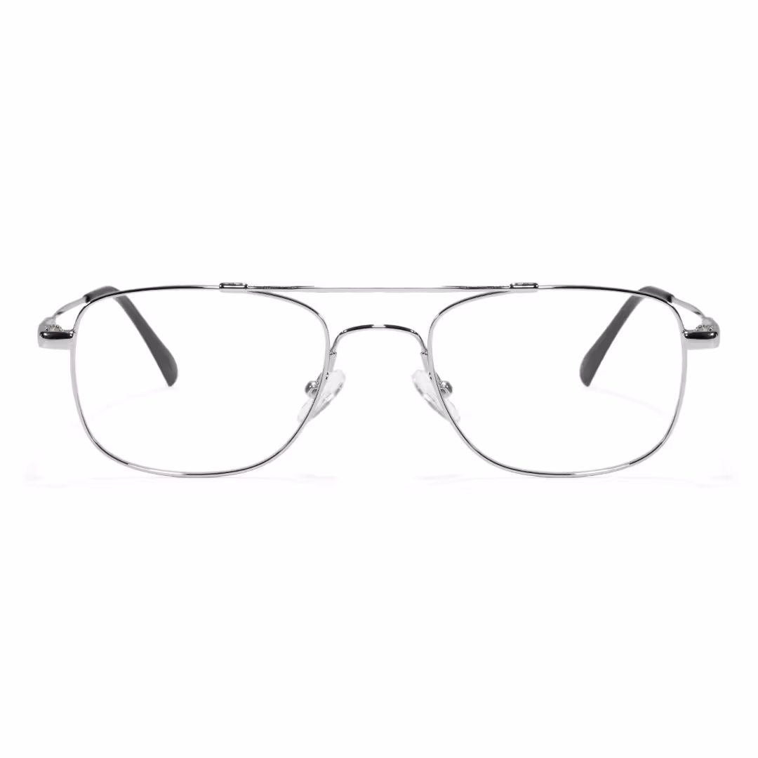 Front view of Marenx aviator metal eyeglasses AM0202605 in sliver