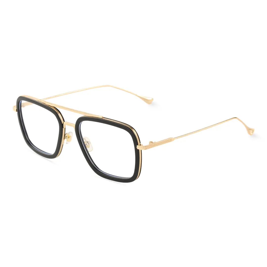 Angle view of Zinnia aviator metal eyeglasses AM0222409 in black