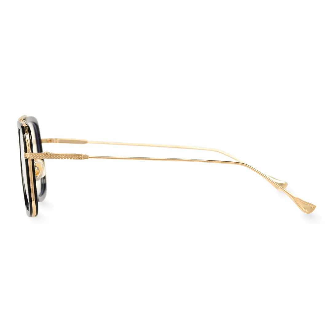 Side view of Zinnia aviator metal eyeglasses AM0222409 in black