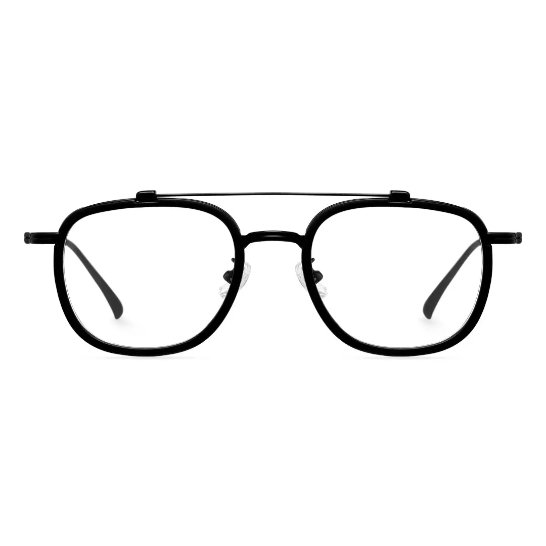 Front view of Rayan aviator metal eyeglasses AM0242410 in black